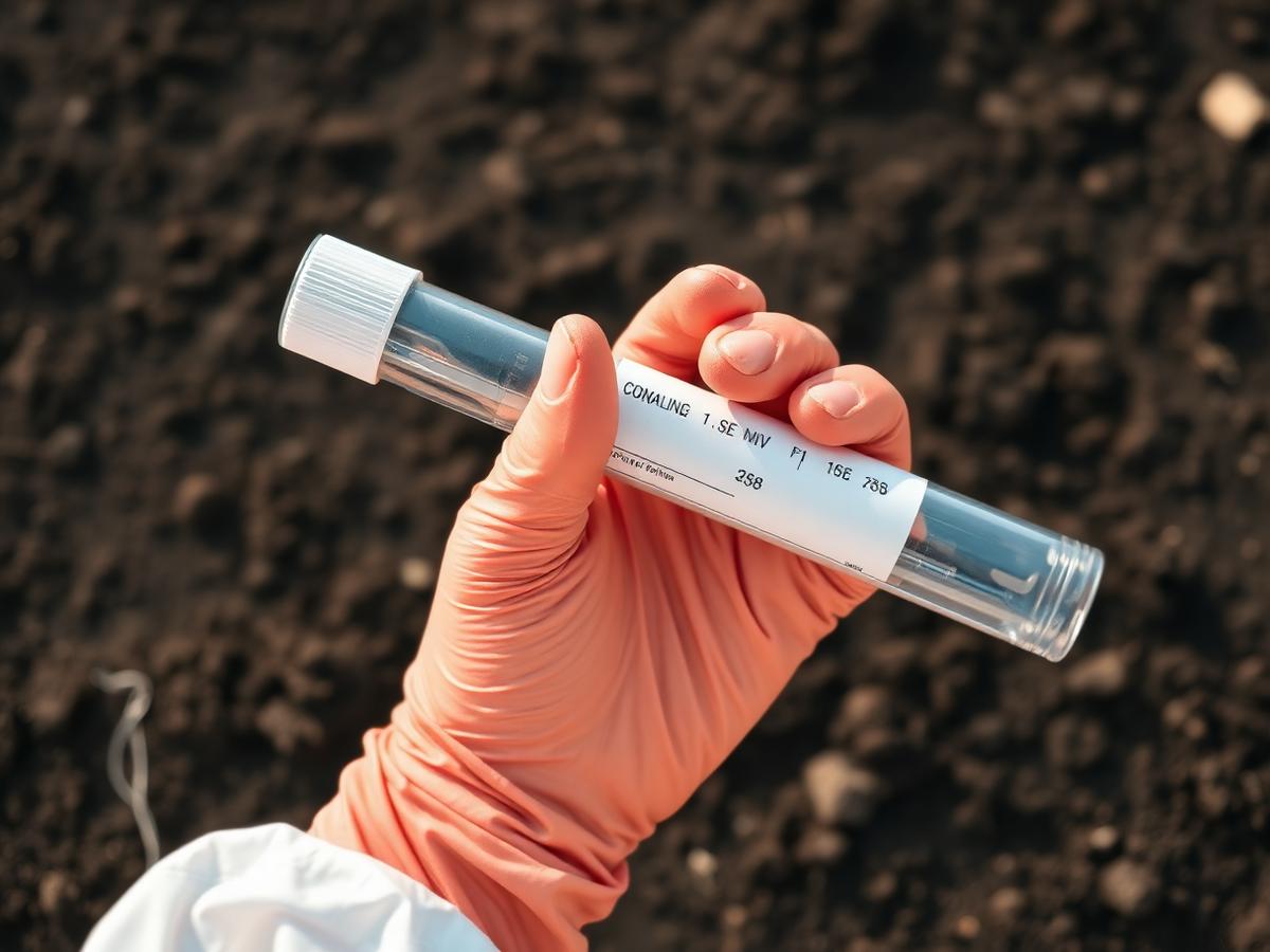 Field technician holding a soil sample tube
